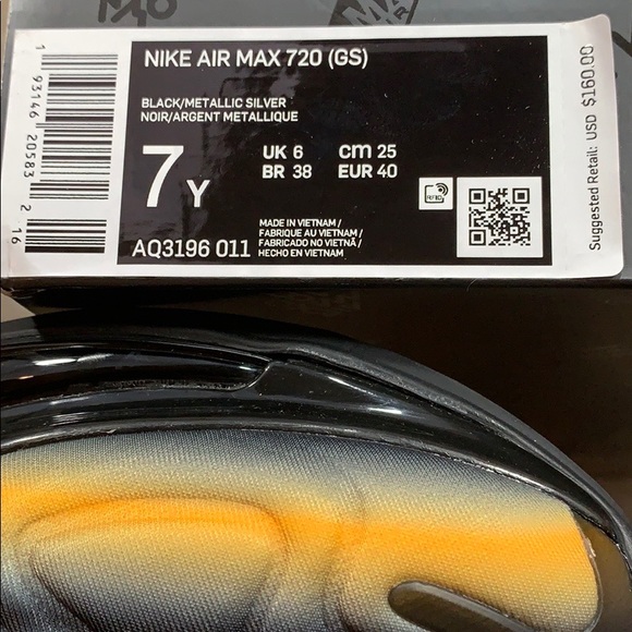 WMNS NIKE AIR MAX 720 (GS) black/metallic silver - Picture 9 of 16